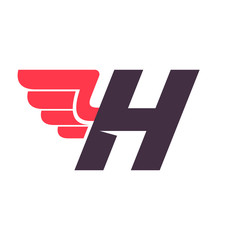H letter with wing logo design template.