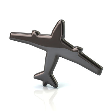 3d illustration of black plane icon