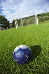 Classical old football on the playground