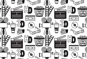 Seamless vector pattern of cinema objects
