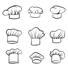 Fotobehang Cook hat. Drawn hat chef cook. Hat chef-cooker. Vector hat chef cook on a white background © Terriana