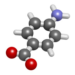 4-aminobenzoic acid (PABA, aminobenzoate) molecule. 