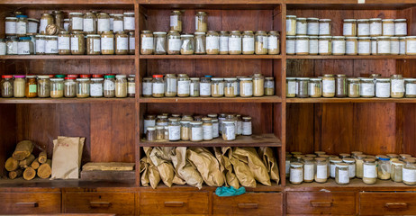 Jars with samples in an old lab