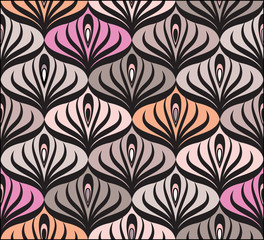 Abstact seamless pattern Floral oriental geometric ornament 