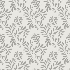 Floral seamless pattern Swirl leaves background Flourish vector ornamental texture 