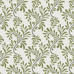 Floral seamless pattern Swirl leaves background Flourish vector ornamental texture 