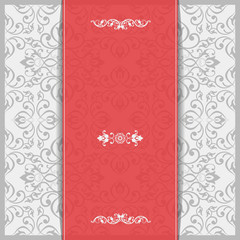 retro Invitation or wedding card with damask background