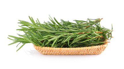 rosemary in basket on white background