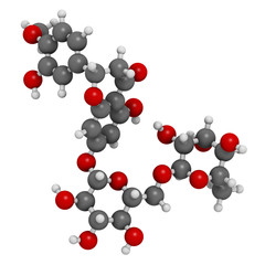 Hesperidin citrus flavanone molecule. 3D rendering.  