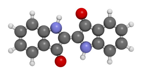 Indigotin indigo dye molecule. 3D rendering.  