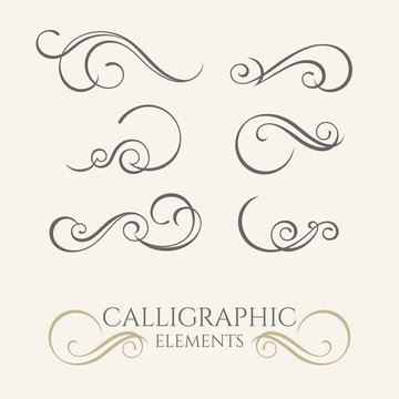 Collection of calligraphic elements. Decorative  borders. Graphi