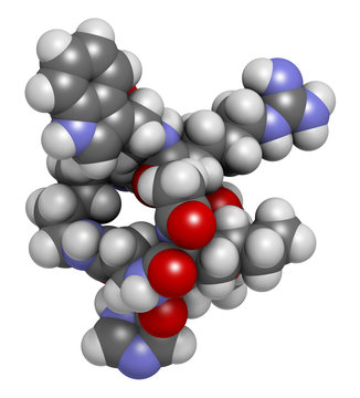 Melanotan II synthetic tanning drug molecule. 3D rendering.  
