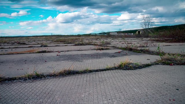 Old abandoned military airfield.Timelapse
