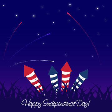 independence day greeting card with fire crackers