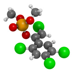 Tetrachlorvinphos organophosphate insecticide molecule. 