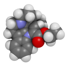 Vinpocetine molecule. 3D rendering.  