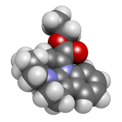 Vinpocetine molecule. 3D rendering.  