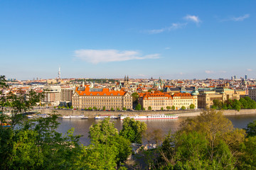 Obraz premium Scenic summer aerial panorama of the Old Town architecture in Prague, Czech Republic
