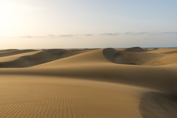 Fototapeta na wymiar Desert with sand dunes in Gran Canaria, Spain