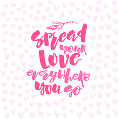 Love and charity concept hand lettering motivation poster.