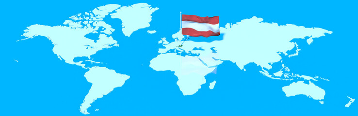 Pianeta Terra 3D con bandiera al vento Austria