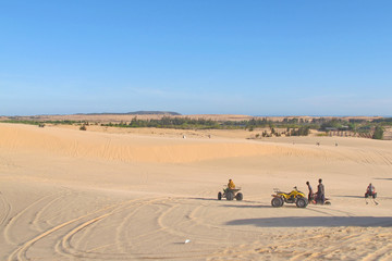 white sand dune desert and lake in Mui Ne, Vietnam