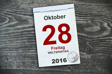 Abreißkalender Kalender mit Weltspartag 2016