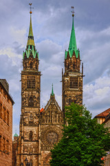 Fototapeta na wymiar Nuremberg Cathedral, Germany. St. Lawrence church.