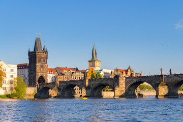 Fototapeta na wymiar Panorama of Charles bridge in Prague, Czech republic