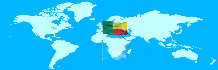 Pianeta Terra 3D con bandiera al vento Benin