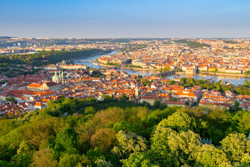 Fototapeta na wymiar The aerial view of Prague City from Petrin Hill, Czech Republic