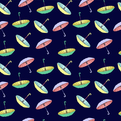 Vector Cute seamless pattern with umbrellas