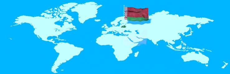 Pianeta Terra 3D con bandiera al vento Bielorussia