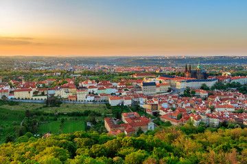 Fototapeta na wymiar The aerial view of Prague City from Petrin Hill, Czech Republic