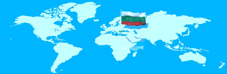 Pianeta Terra 3D con bandiera al vento Bulgaria