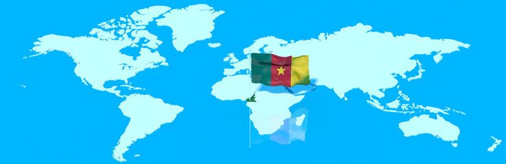 Pianeta Terra 3D con bandiera al vento Camerun