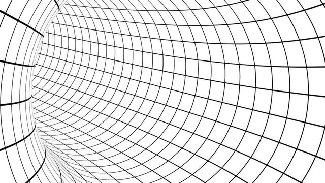 Network Communication Concept - Travelling through Black and White Net Tunnel - HD Loop Animation