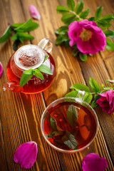 fresh tea with rosehip 