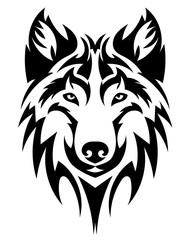 Beautiful wolf tattoo.Vector wolf's head as a design element on isolated background