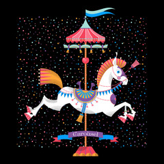 Greeting card with vintage carousel horse.