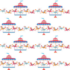 Vintage carousel horse. Seamless background pattern. © ngvozdeva