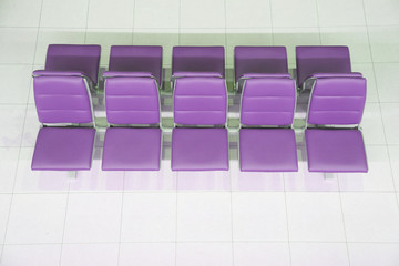 top view of the empty chairs in airport