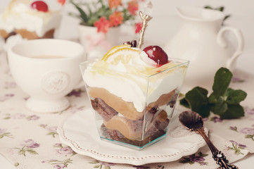 Sweet dessert in glass