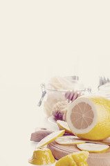 Fototapeta na wymiar Honey, lemon and ginger tonic
