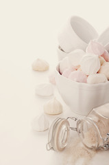 homemade colored meringue, sugar and eggs