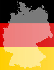 Deutschland mit Flagge im Hintergrund