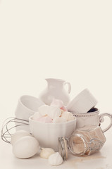 homemade colored meringue, sugar and eggs