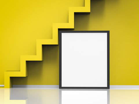 blank board with yellow wall
