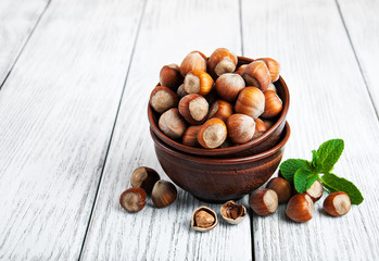Bowl with hazelnuts