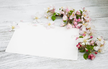 apple blossoms with card